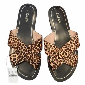 J.CREW LEOPARD CALF HAIR CYPRUS SANDALS
